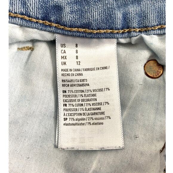 American Eagle‎ Cut Off Shorts Womens 8 Hi Rise Shortie Light Wash Denim Jean - Picture 4 of 8